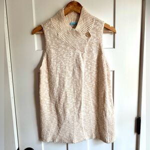 J. McLaughlin Montauk Sleeveless Cotton Beige Sweater Vest Size Medium M